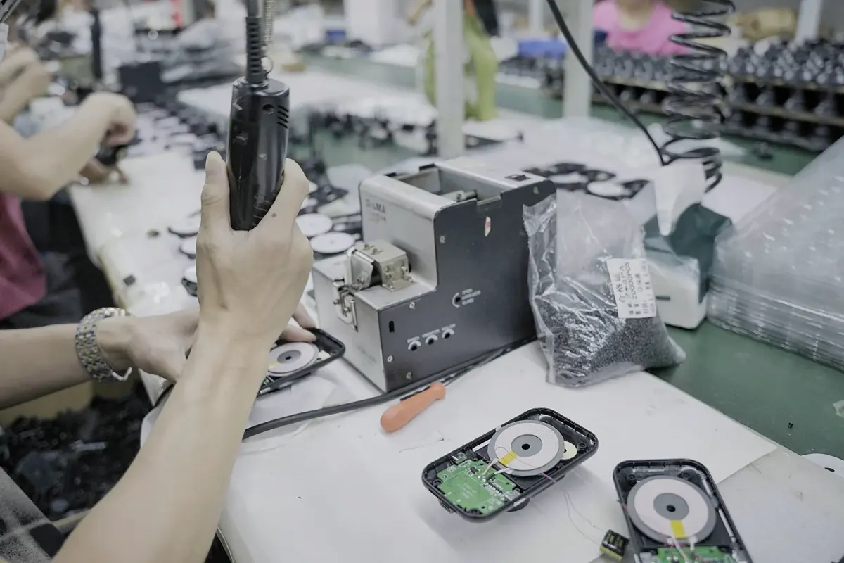 Assembly work on the production floor